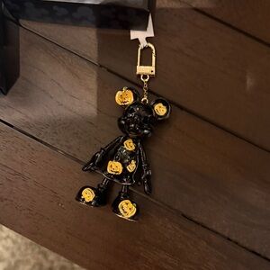 BaubleBar Black and Yellow Pumpkin Keychain